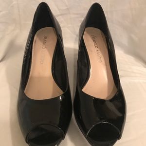 Franco Sarto black patent wedge